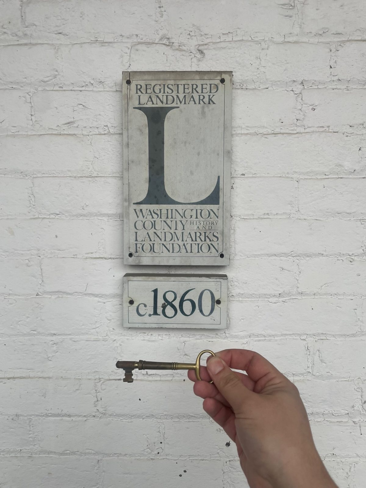 Registered Landmark plaque, c.1860, with the original skeleton key